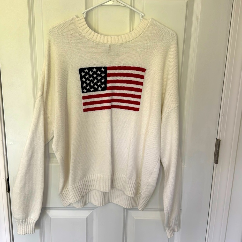 Hollister American flag cream sweater - Size M